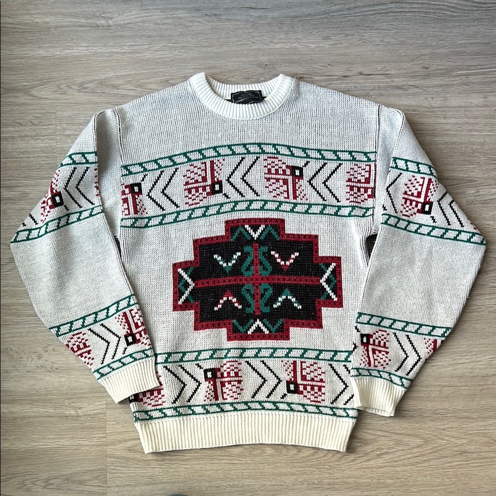 Vintage Sears Canada Crewneck Sweater with Geometric Pattern Size 36/Medium